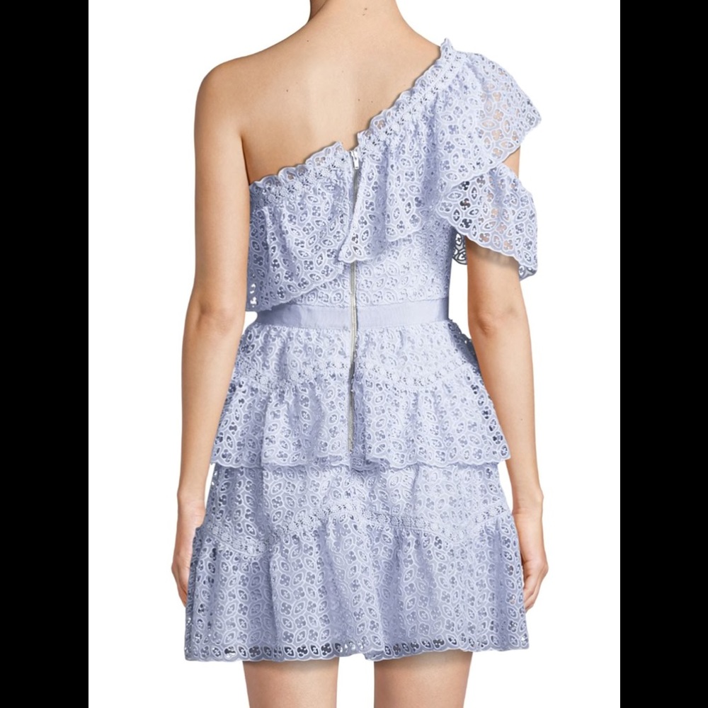 Self-Portrait organza ruffle blue dress